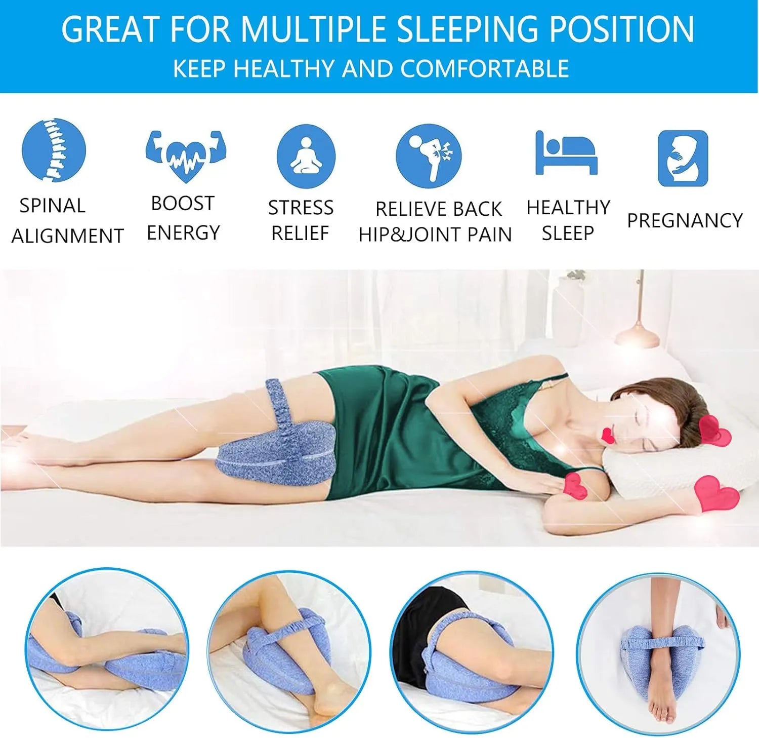 RevogetAlign knee pillow reducing pressure for side sleepers